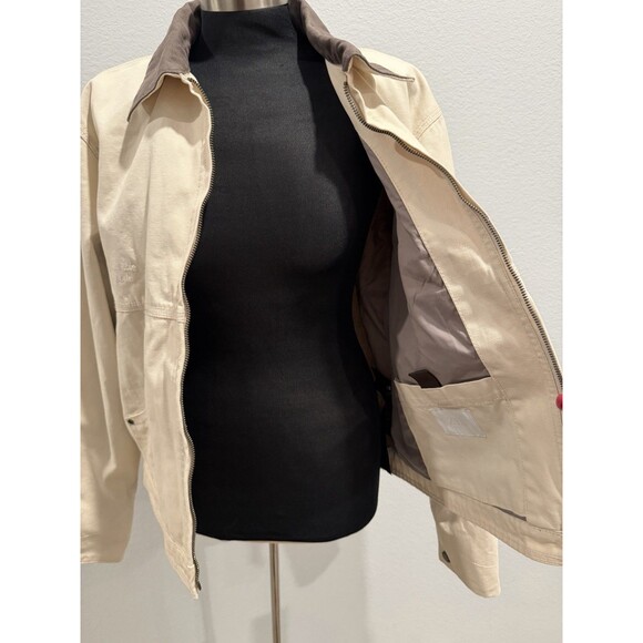 ZARA Men Paint Splatter Denim Jacket Contrast Collar Medium Oyster White - Picture 13 of 16